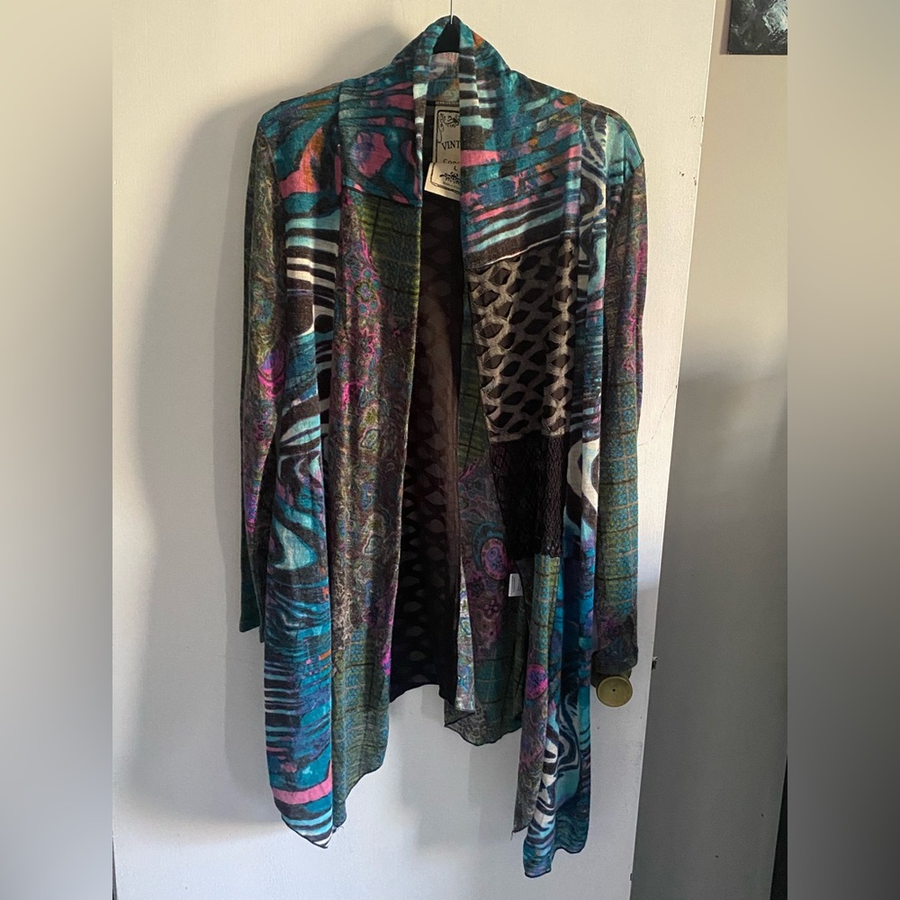 Vintage Multicolor Open Front Cardigan